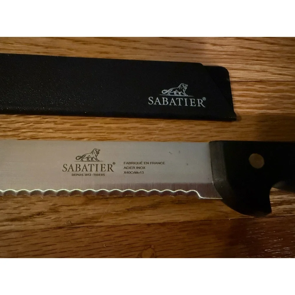 Vintage Sabatier France 10-inch serrated LeCordon Bleu knife, made in France.
